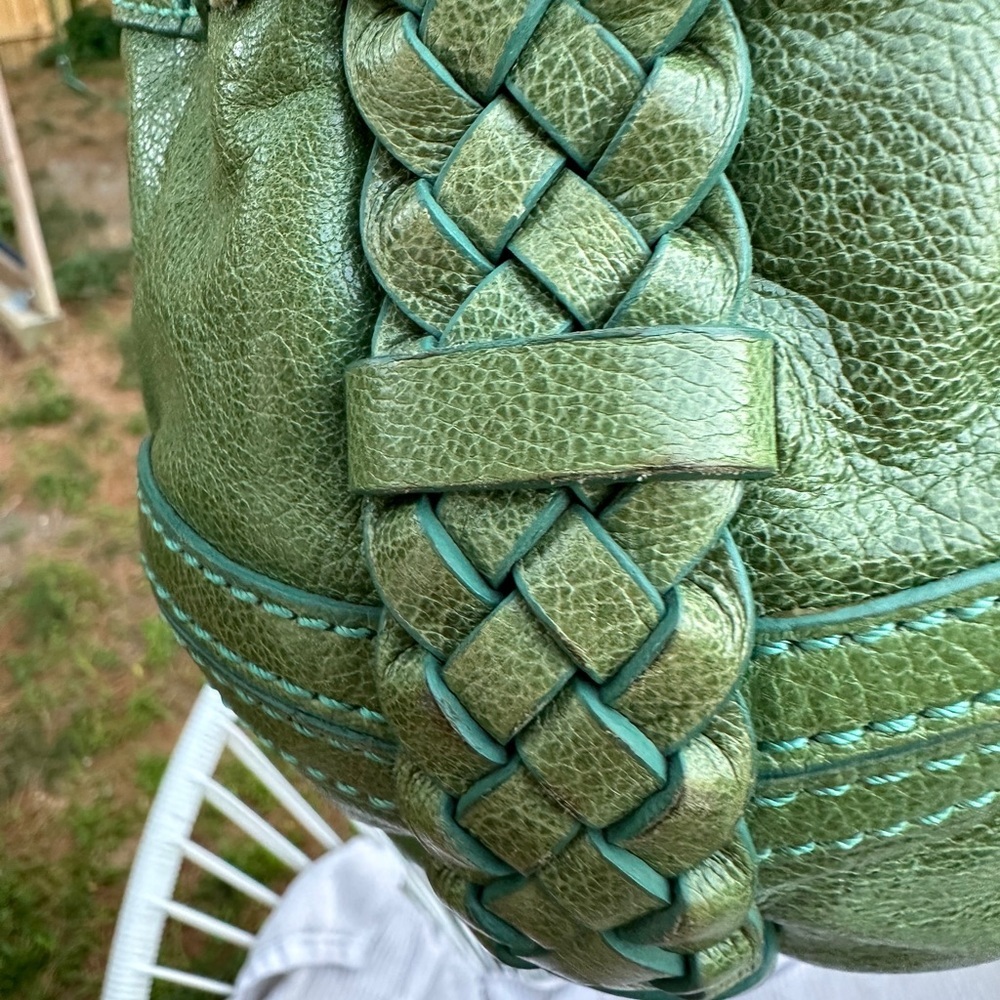 SOLD! Isabella Fiore Love Dove Tattoo Bag Green Leather Hand Painted Signed SOLD - Picture 13 of 14